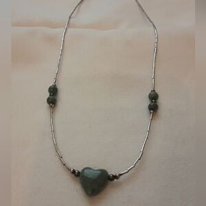 Vintage Jade on liquid silver necklace marked 925  18 inch